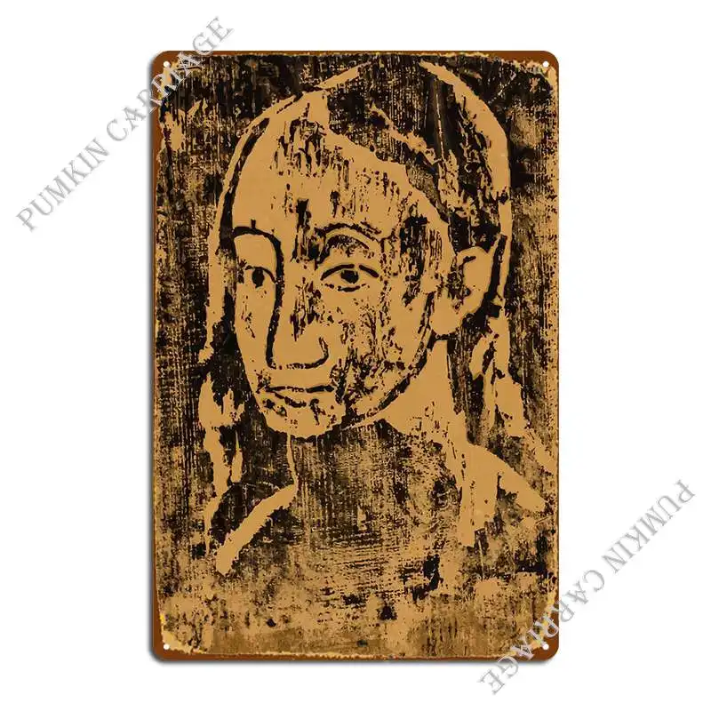 

Металлический плакат бюст молодой женщины для творчества гаража