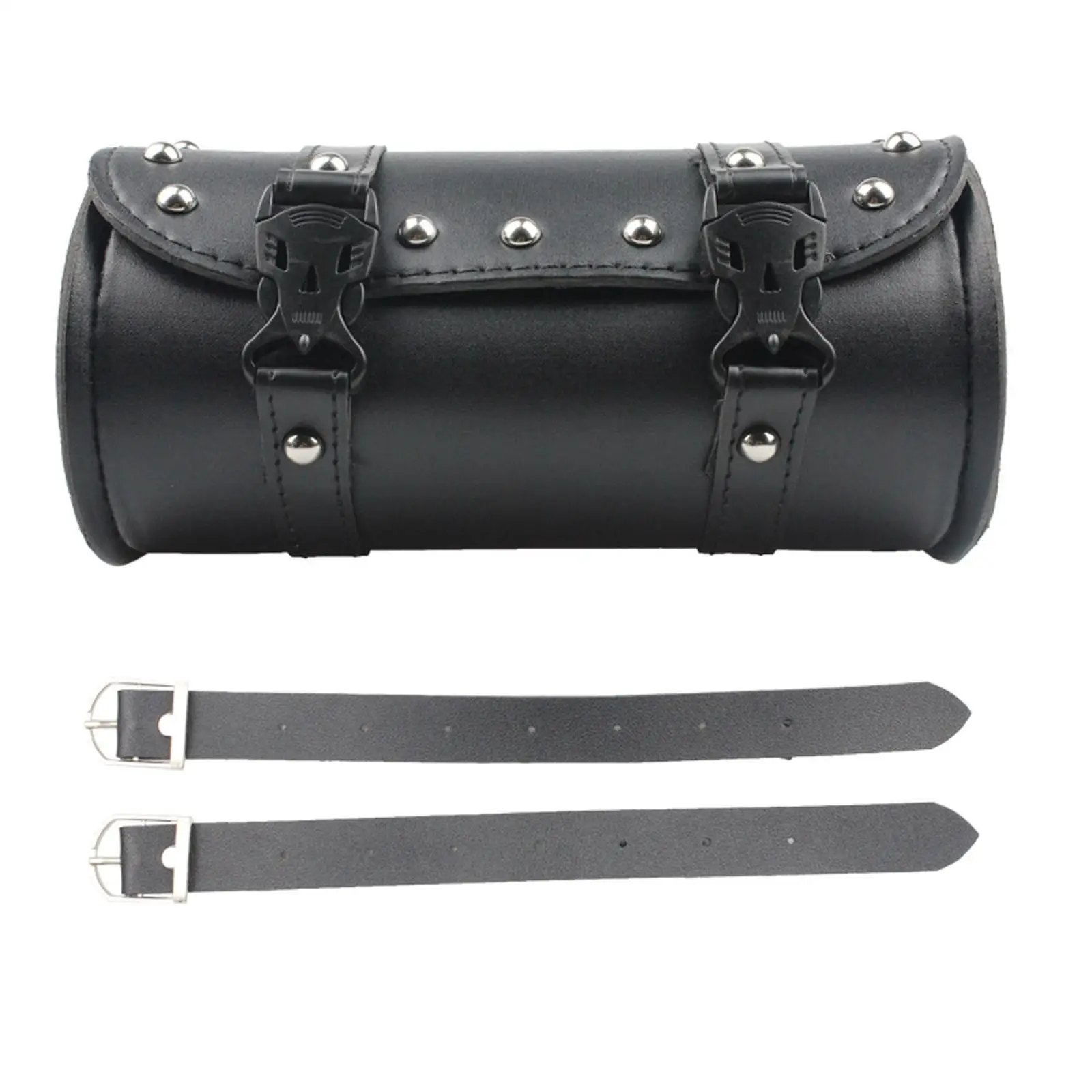 

Motorcycle Tool Bag PU Leather Roll Barrel Storage Bags Saddlebags Storage Tool Pouch Fit for Motocross Easy to Install Durable