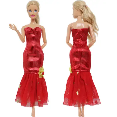 Модное красное платье BJDBUS, благородное вечернее платье, элегантная одежда для Барби, аксессуары для кукол, детские игрушки для девочек