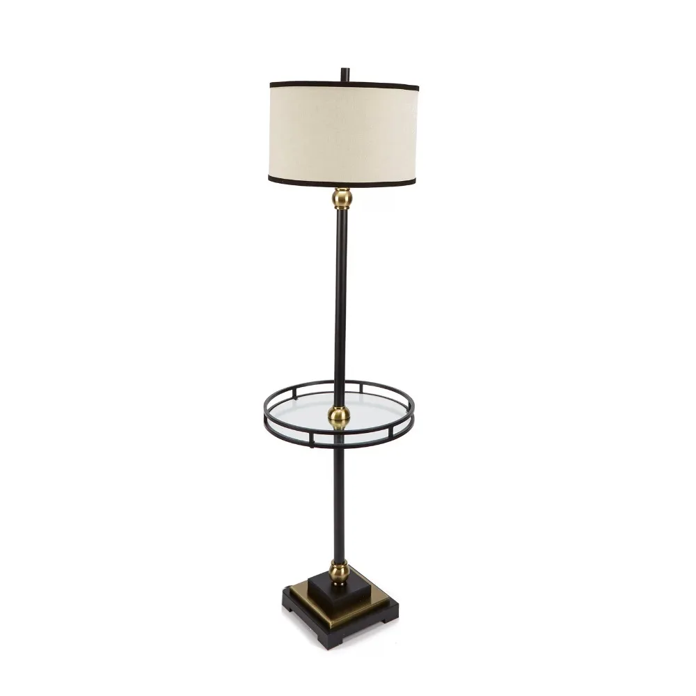 

Silverwood Black and Gold Floor Lamp with Shade and Glass Tray, LED Bulb Included