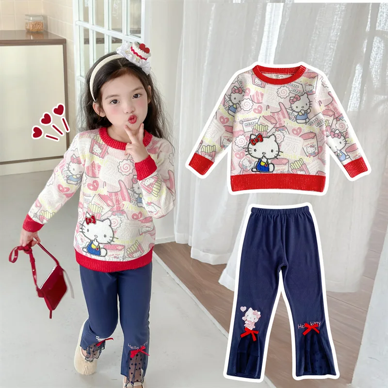 Kawaii Sanrio аниме периферийные устройства Kuromi Hello Kitty My Melody мультфильм зимний свитер