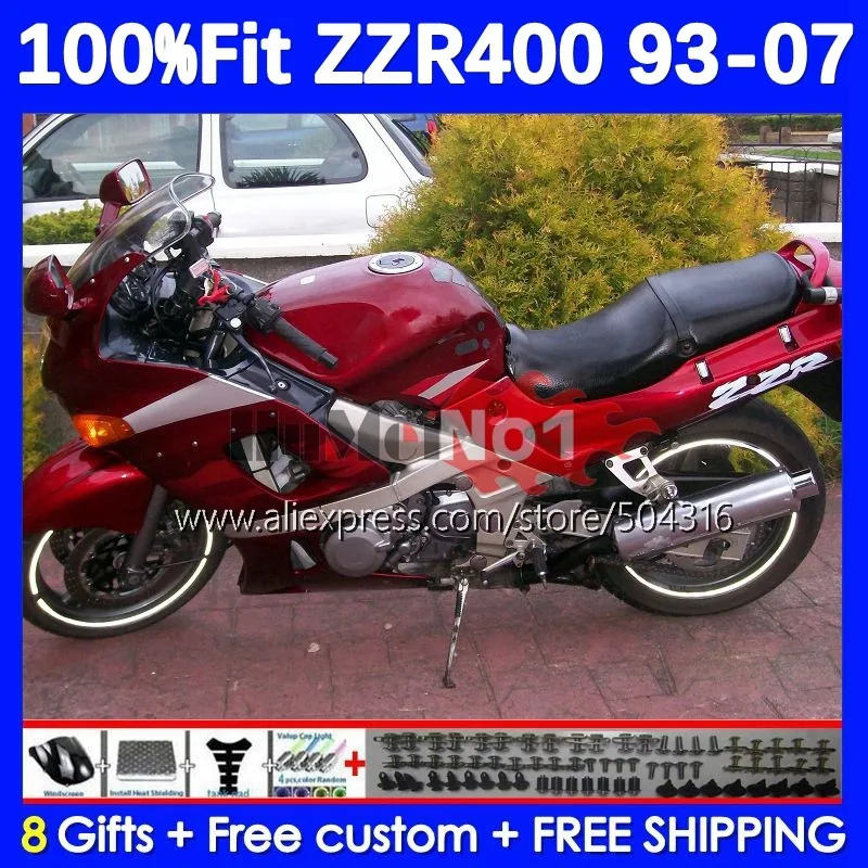 

Injection For KAWASAKI NINJA ZZR400 ZZR 400 111MC.6 ZZR-400 93 94 95 96 97 98 99 00 01 02 03 04 05 06 07 Fairings stock red blk