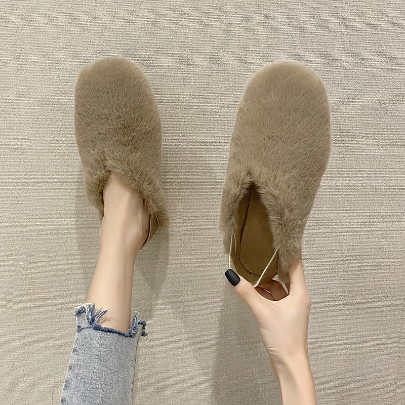 

Туфли женские на плоской подошве, повседневные кроссовки, лоферы, меховые, низкий каблук, без застежки, классические, Мокасины, римские слип...