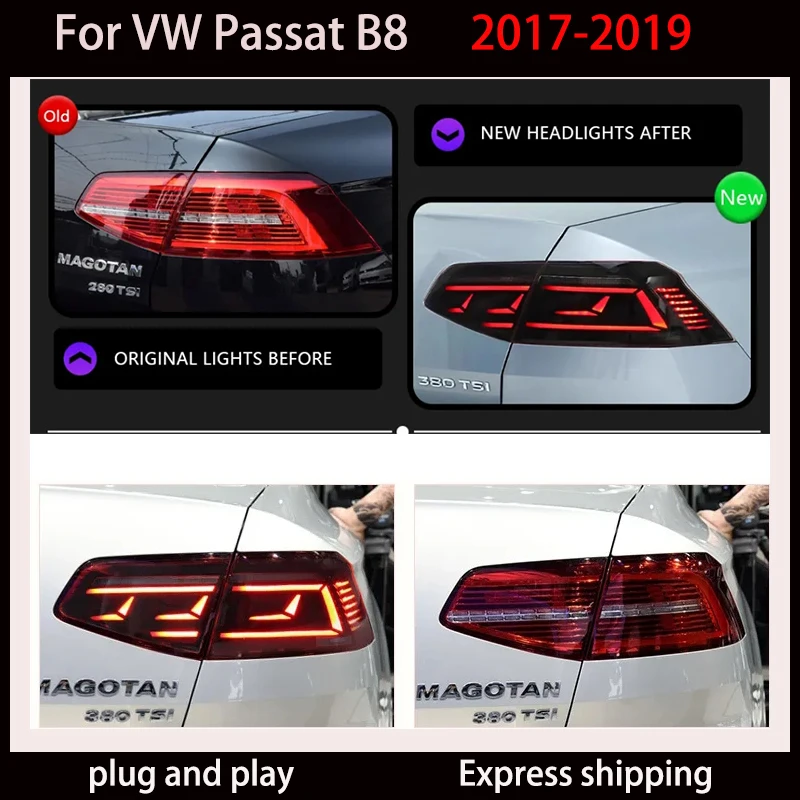 Фото Автомобильный фонарь для VW Passat B8, задние фонари 2017-2019-2020, обновленные модифицированные светодиодные задние фонари DRL, динамические указатели поворота, автомобильные аксессуары №4