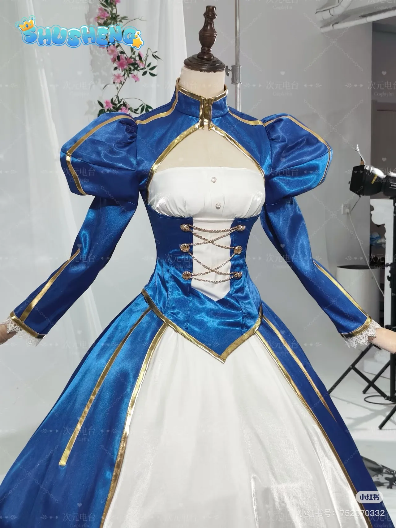 Костюм для косплея Altria Pendragon Saber из Fatestay night, синее шелковое элегантное боевое платье, аксессуары, женский комплект для вечеринки на Хэллоуин (art.: 3920da66ce459) - 3920da66ce459