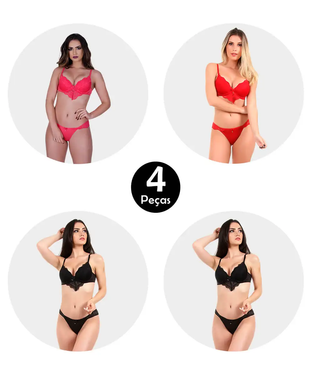

Kit 4 Set IMI Lingerie With Bojo In Microfiber And Lace Ranna