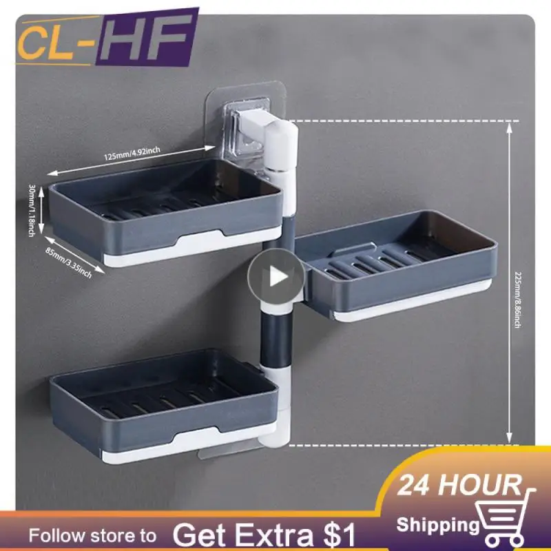 

Rotable Soap Holder No Drilling Soap Rack No Punching Drain Soap Dishes Storage Rack Three-layer Soap Box Creative