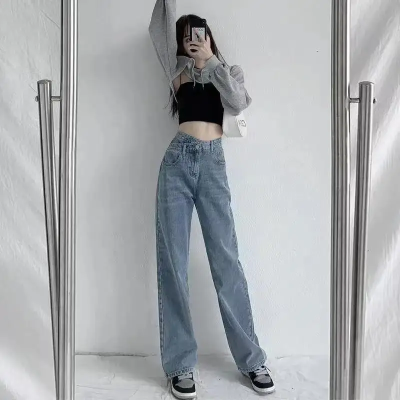Black Blue Wide Leg Jeans Women 2022 