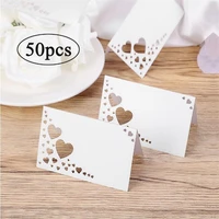50pcs paper white elegant table card heart hollowed table namecard table cards place cards wedding banquet party favors