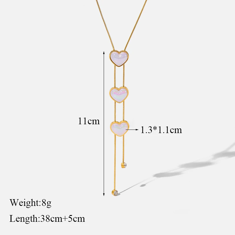 EILIECK длинное ожерелье из нержавеющей стали с подвеской в виде сердца цепочка змеи