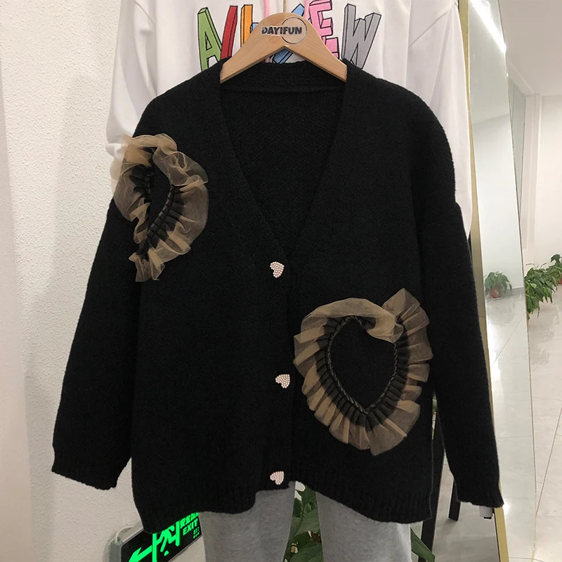 DAYIFUN-свитера большого размера женские вязаные кардиганы в стиле пэчворк с