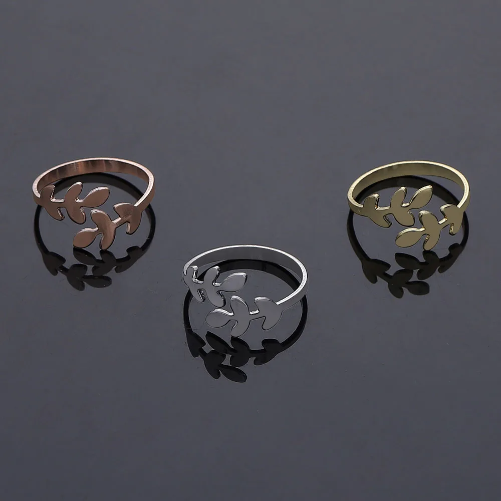 

2022 Trendy Fashion Jewelry Ring Party Leaf Rings Adjustable Opening Finger Rings For Women Girl Gift Charms