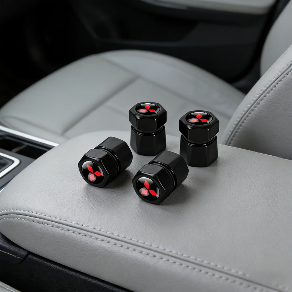 Фото Комплект из 4 колпачков для клапанов Mitsubishi: накладки на штоки шин для Ralliart, Lancer EX, Outlander, Pajero, ASX, L200, Jinxuan, Xpander (аксессуары) №2