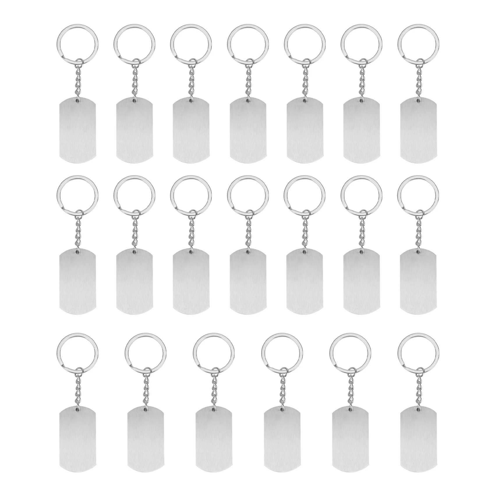

20Pcs Sublimation Stainless Steel Keychain Thermal Transfer Blank Diy Custom Consumables Keyring Double-Sided Printing