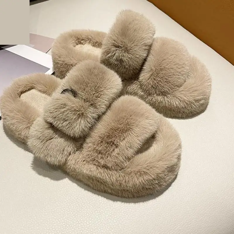 

Новые зимние модные мягкие теплые удобные меховые тапочки на плоской подошве брендовые дизайнерские слипоны Лоферы мюли шлепанцы повседне...