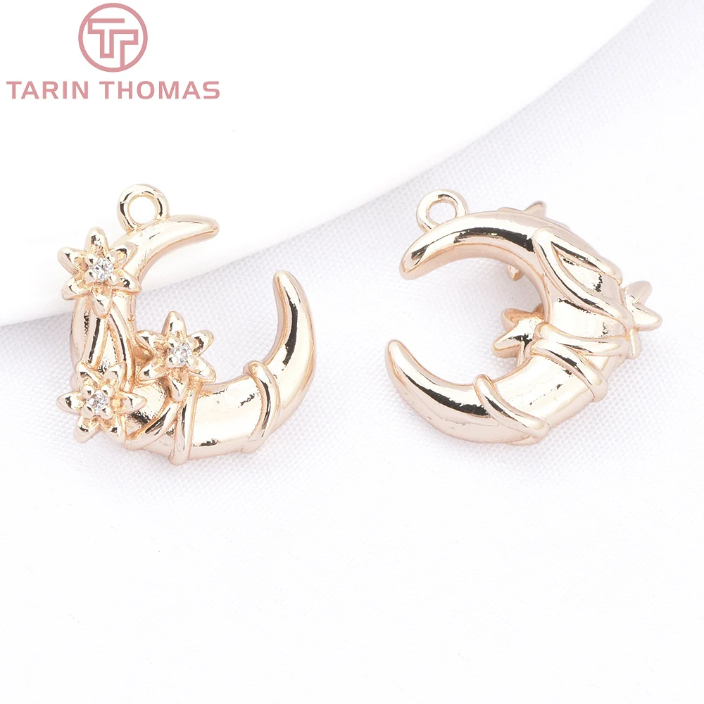 (9316) 24-каратное золото латунь с цирконом подвески в форме луны звезды снежинки