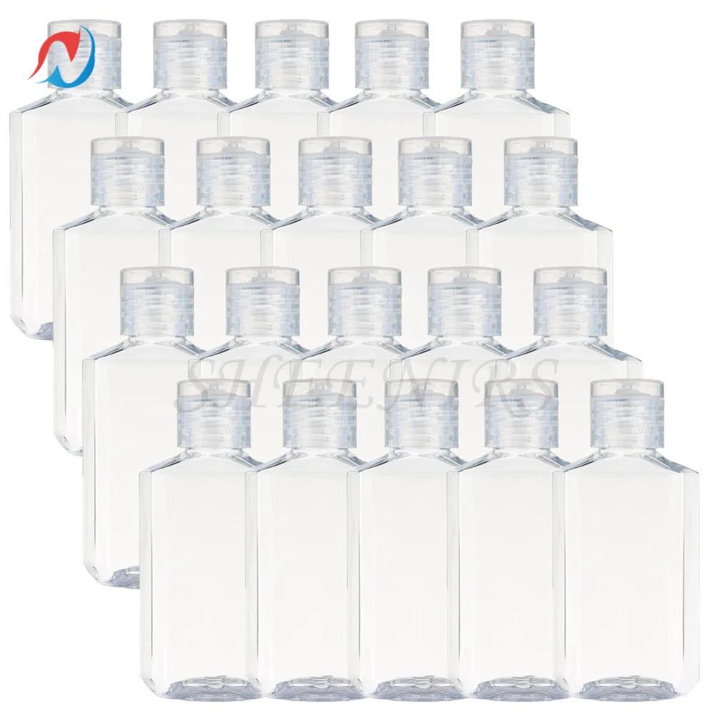 

20pcs 60ml 2 Oz Plastic Refillable Bottles with Flip Cap Clear Empty Hand Sanitizer Bottles for Shampoo,Body Soap Toner Lotion