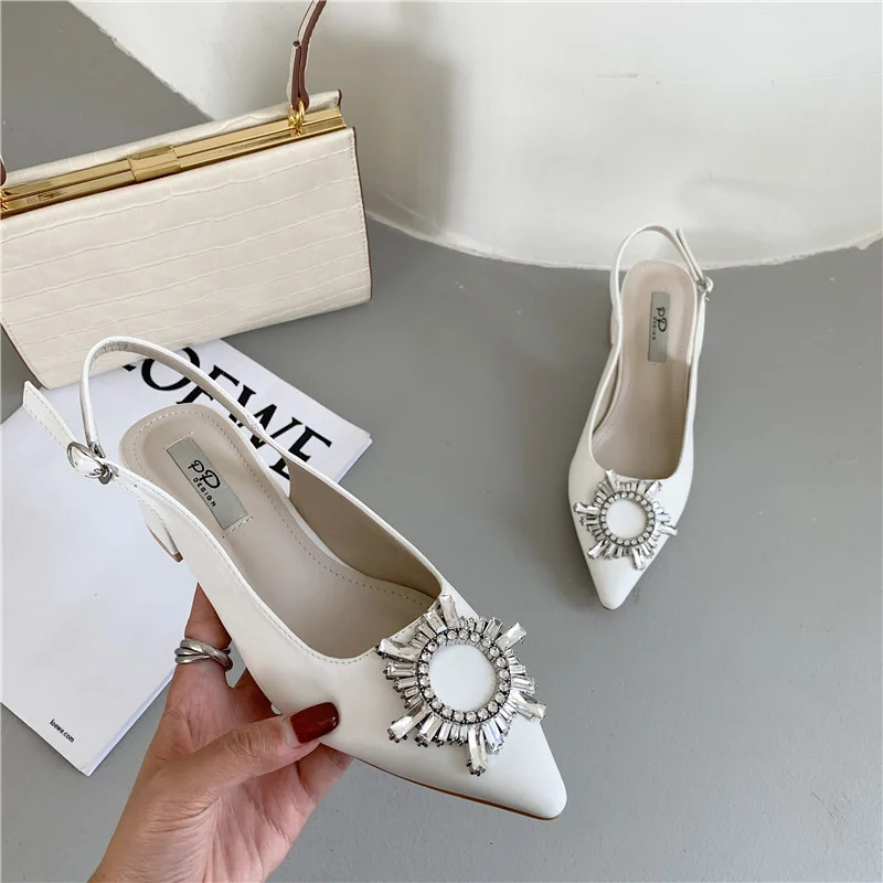 

2022Crystal Heels and High Heels Summer Bridal Shoes Comfortable Triangle High Heels Party Wedding Shoes Women Shoes