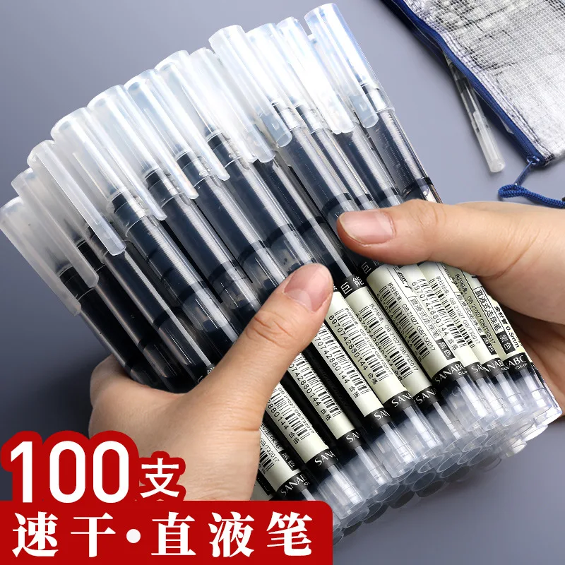

Office Writing Quick Drying Neutral Pen, Black Student Writing Straight Liquid Ball Pen, Large Capacity, Full Needle Tube, Multi