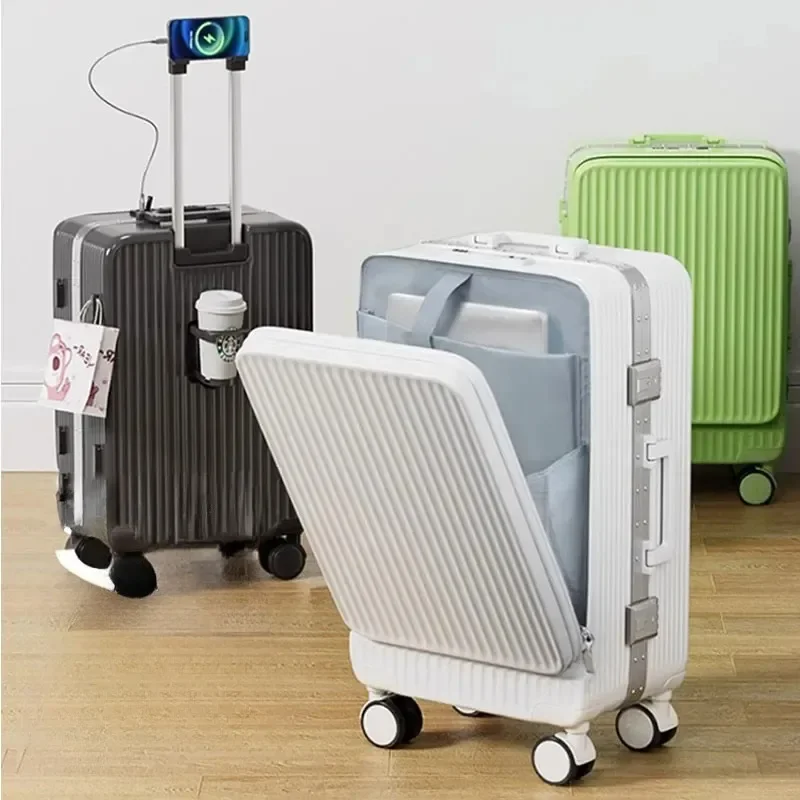 20/26/28 &quotчемодан с передним отверстием сумка для ноутбука багаж USB-подстаканник