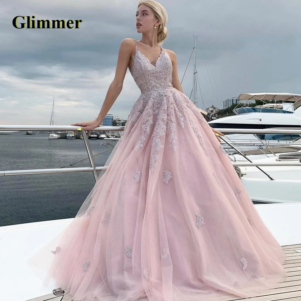 

Glimmer Sweet Pink Evening Dresses Appliques 2023 Formal Prom Gowns Personalised Abendkleider Fiesta De Noche Robe Ball Stretch