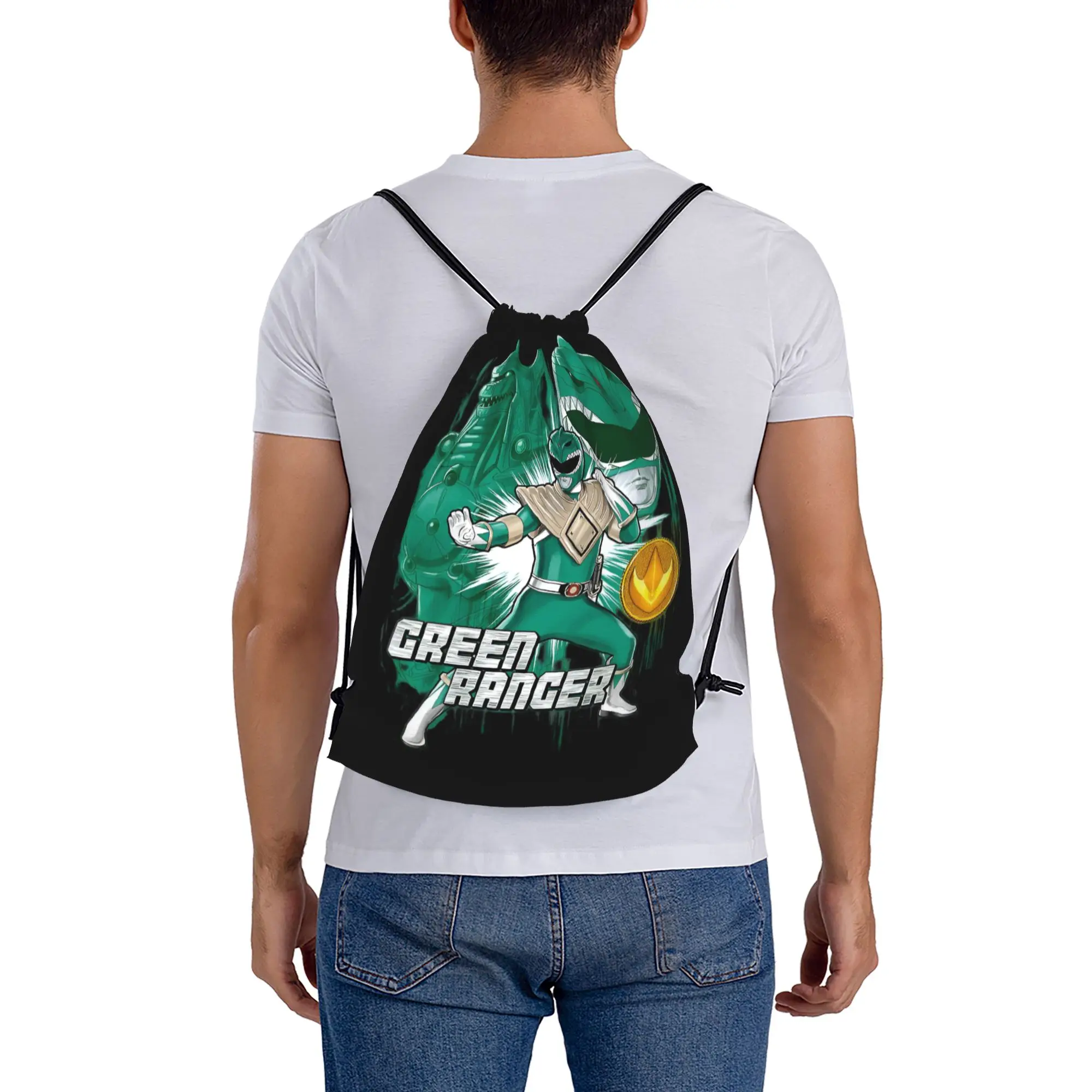 Фото Рюкзаки-мешки Custom Poweres Anime Rangerses на шнурке для мужчин и женщин, легкие, для спортзала, спорта, покупок №5