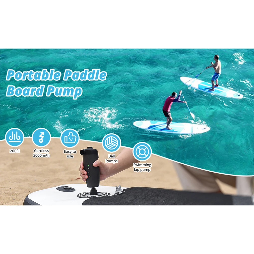 

Cordless And Versatile Paddle Board Pump With 3000mAh Battery And Low Battery Warning Low Battery Warning And Protection