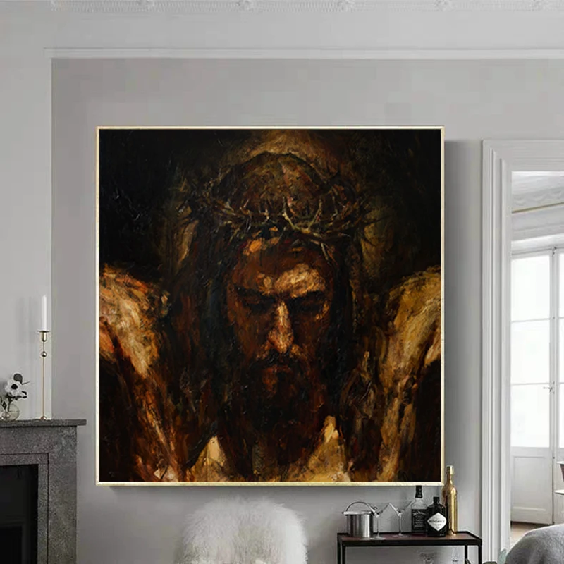 

Abstract Jesus Canvas Painting Religious Wall Art Posters And Prints Christian Wall Pictures for Living Room Cuadros Home Decor