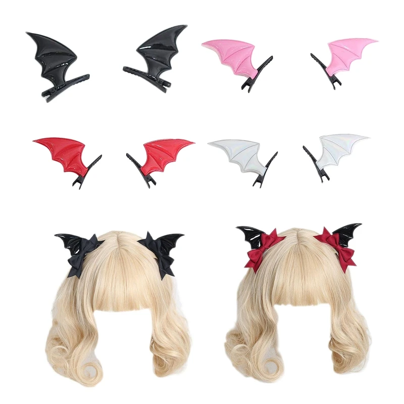 28GD Gothic Wings Shape Hair Clips for Girls No Slip Hair Pins Barrettes for Toddler Ponytail Hold Punk Halloween Hair Pins