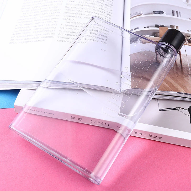 Portable Book Paper Cup Botlte Flat Water Bottle Clear Paper Pad Water Bottle Flat Drinks Kettle Notebook Drink Bottle for Water