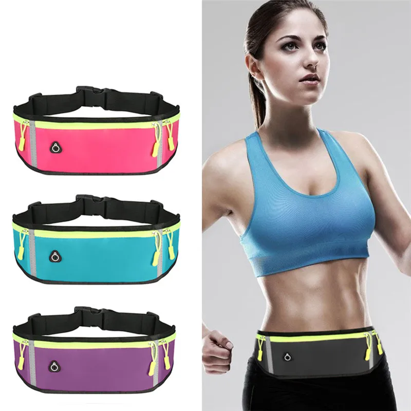 

Sport Running Waist Bag Women Men Waterproof Comfortable Gym Fanny Bag Safty Reflective Tape Cycling Phone Case Running Belt