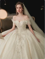 the starry sky wedding gowns new style temperament bridal dress one shoulder slim light gauze dresses