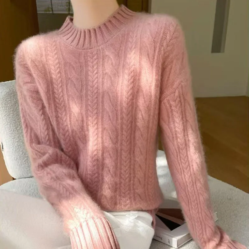 Осень и зима новый полуводолазка шерстяной простой однотонный свитер женская