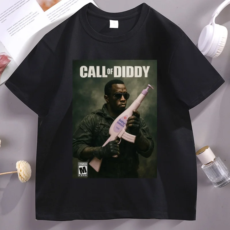 Фото Футболка Call of Diddy для мужчин и женщин, футболка с графическим принтом по мотивам видеоигр, повседневная хлопковая футболка с круглым вырезом и короткими рукавами, уличная одежда №4