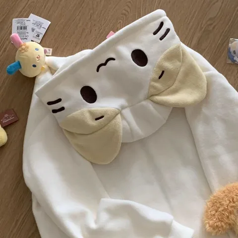 Kawaii стиль Лолита женские флисовые толстовки Cutecore Oversize японский мягкий свитшот на молнии для девочек повседневный кардиган с героями мультфильмов куртка