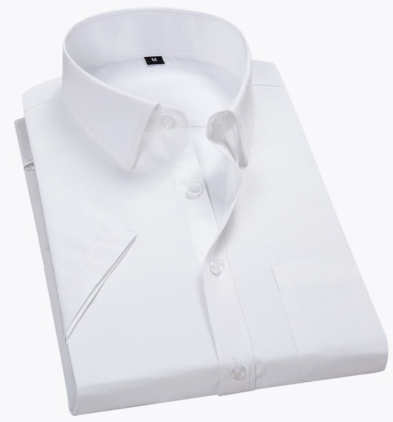 

Fashion Summer Men Shirt Short Sleeved Solid Twill Formal Business White Camisa Masculina Men Social Shirts 4XL 5XL 6XL 7XL 8XL