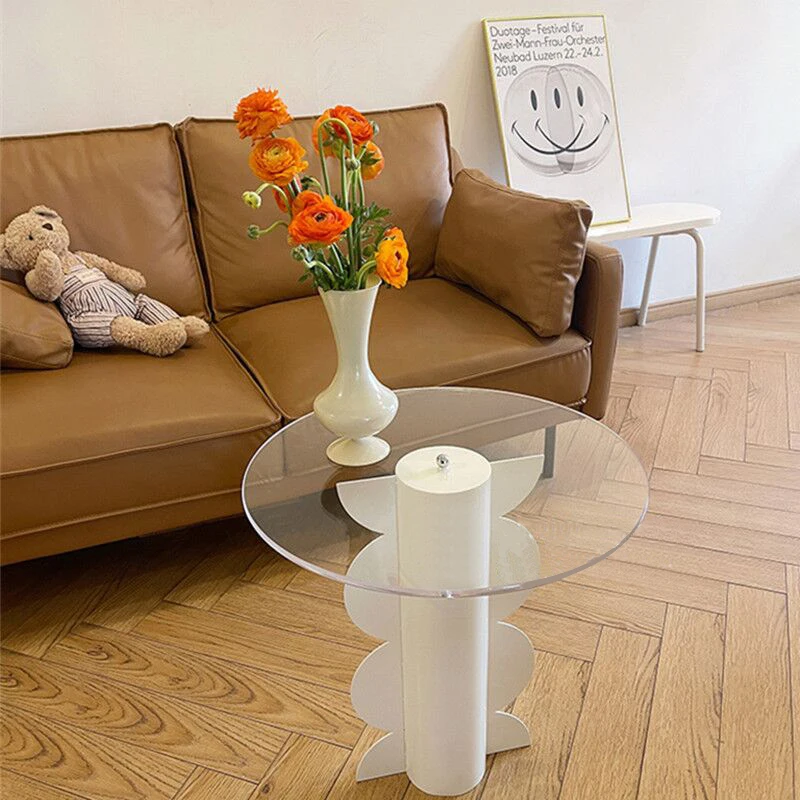 

Акриловый столик для дивана, минималистичный журнальный столик, креативный прозрачный круглый стол, светильник, роскошная мебель для гостиной