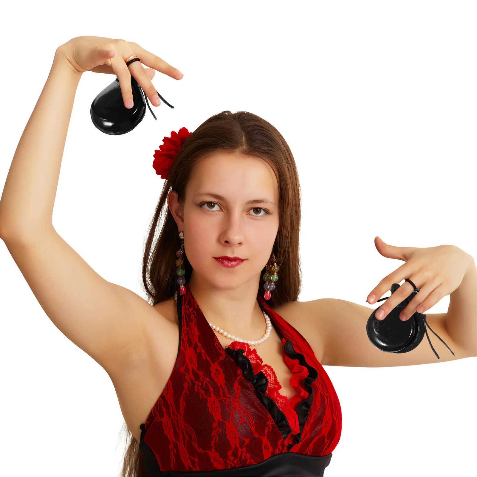 Деревянные испанские кастаньеты черный ударный инструмент объемные инструменты