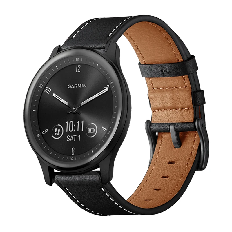 

20mm 22mm Leather Strap for Garmin Venu 2 Plus SQ SQ2 Smart Watch Bracelet for Garmin Vivoactive 3 4 / Vivomove Sport Wristband