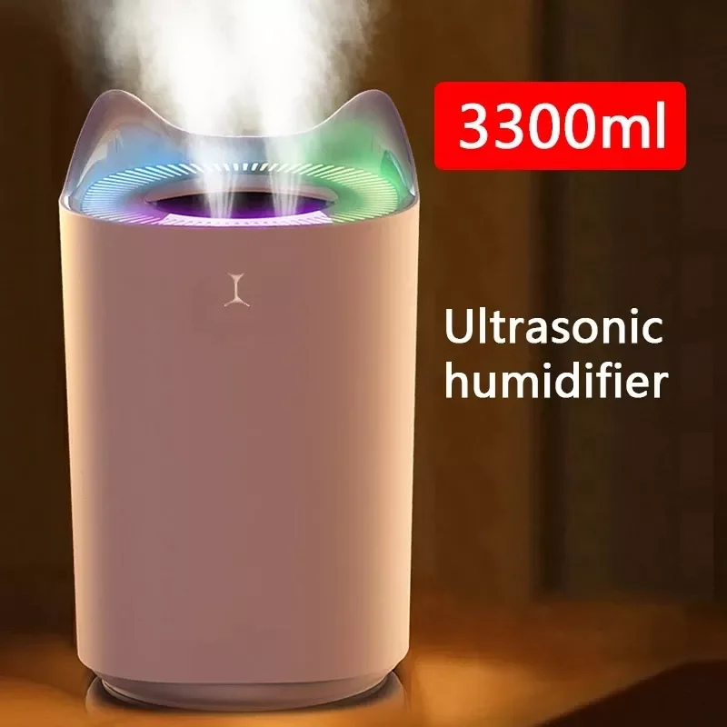 

Air Humidifier Double Nozzle 3L Humidifiers Diffuser USB Aroma With Coloful LED Light Aromatherapy filter Diffuser