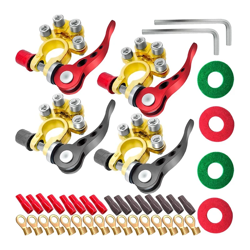 

4 шт., 4-сторонние латунные клеммы для аккумулятора