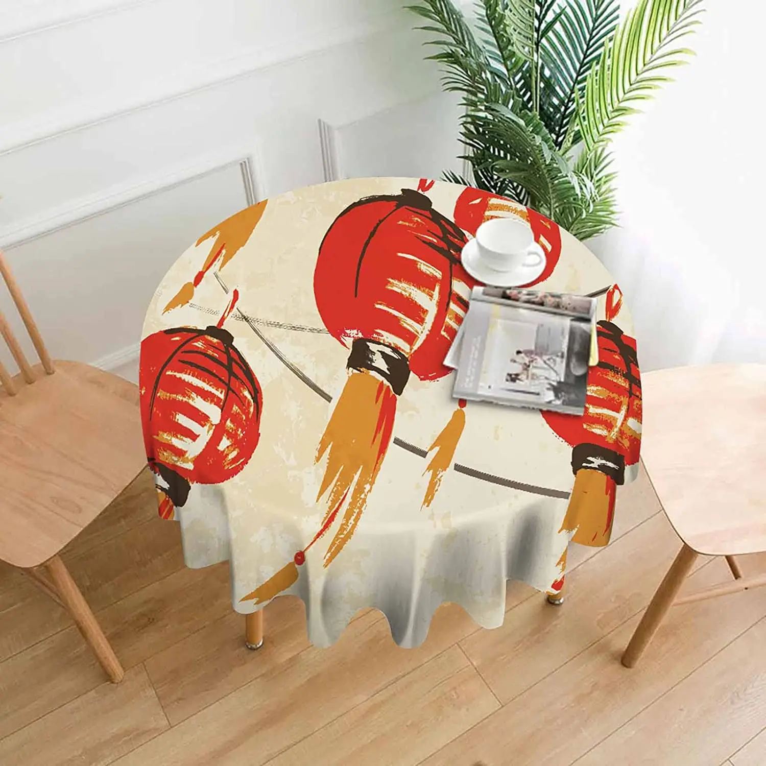 

Подвесная круглая скатерть с красными фонарями для праздничного китайского праздничного стола-буфета, праздничного ужина