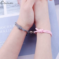 2pcsset fashion distance magnetic couple bracelet handmade rope braided bracelets for women men friendship jewelry dropshipping