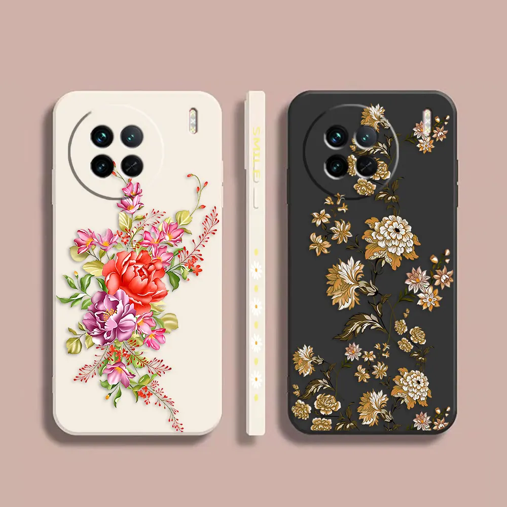 

Case For VIVO X21I X21S X23 X27 X30 X50 X60 X70 X80 X90 PRO PLUS Colour Simple Liquid Silicone Case Flower Gardening