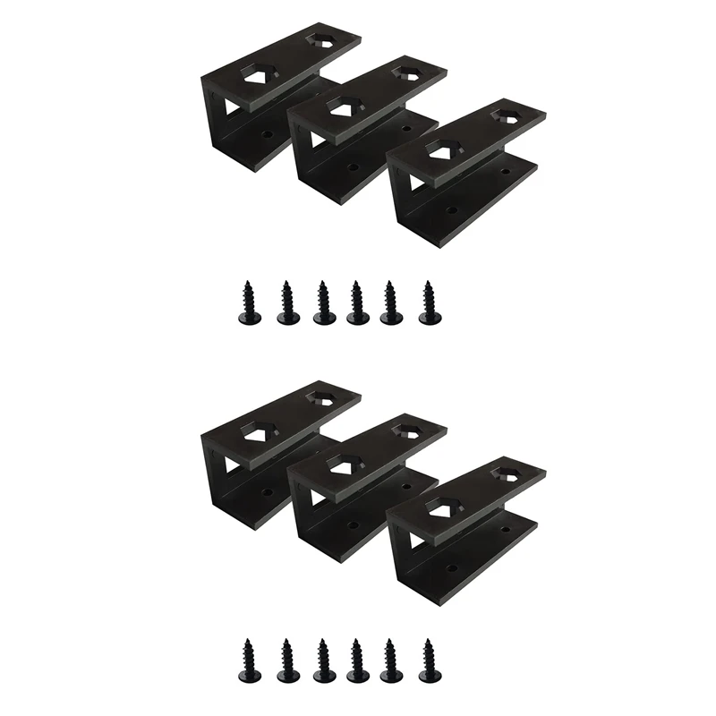 

6 Pcs Metal Under Desk Laptop Holder Mount With Screw,Under Desk Laptop Mount Bracket,Add On Under Table Laptop,Black