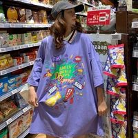 dayifun 2021 summer fashion t shirt women harajuku high streetwear cartoon anime print o neck loose tshirt tops plus size tees