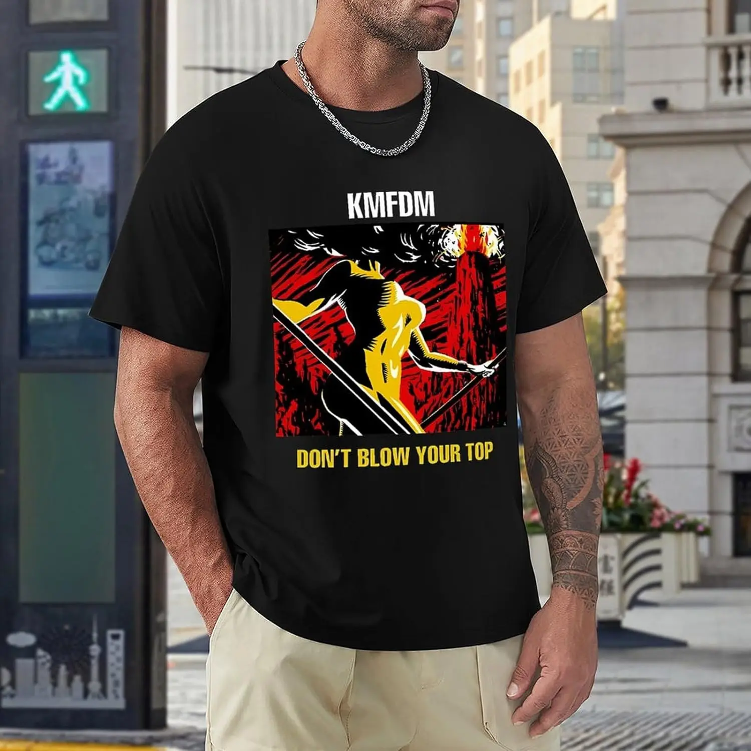Футболка KMFDMs мужская свободная футболка с круглым вырезом повседневные рубашки