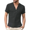 Summer New Men's Short-Sleeved T-shirt Cotton and Linen Led Casual Men's T-shirt Shirt Male  Breathable S-3XL 5
