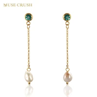 muse crush vintage long tassel chain pearl earrings stainless steel drop earrings temperament ear line earrings for women party