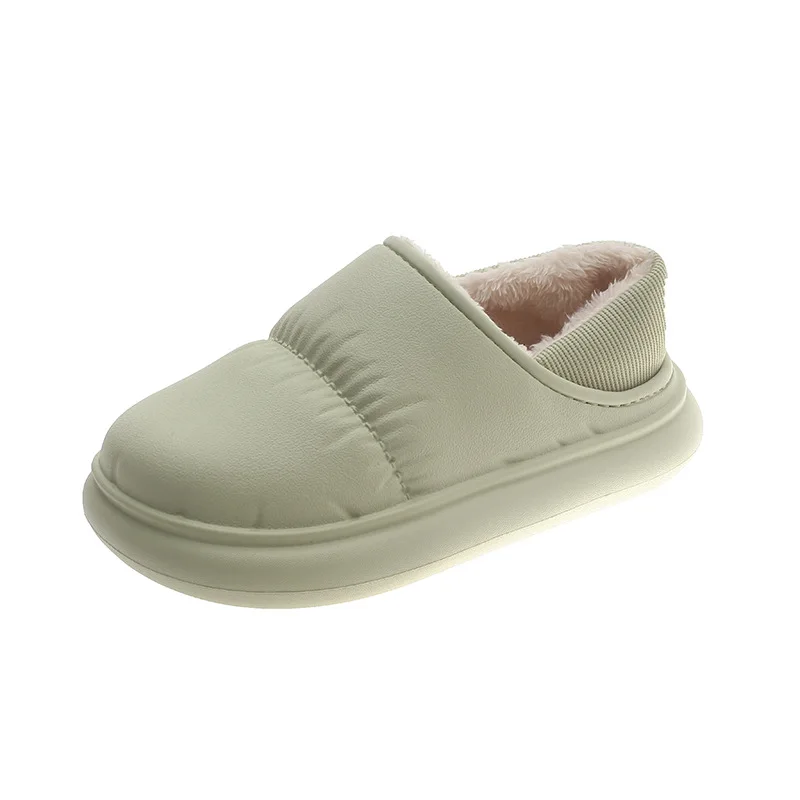 Winter Cotton Slippers Women Warm Plush Shoes Fashion Indoor Home Thick Sole Footwear Non-Slip Solid Waterproof Couple Slippers